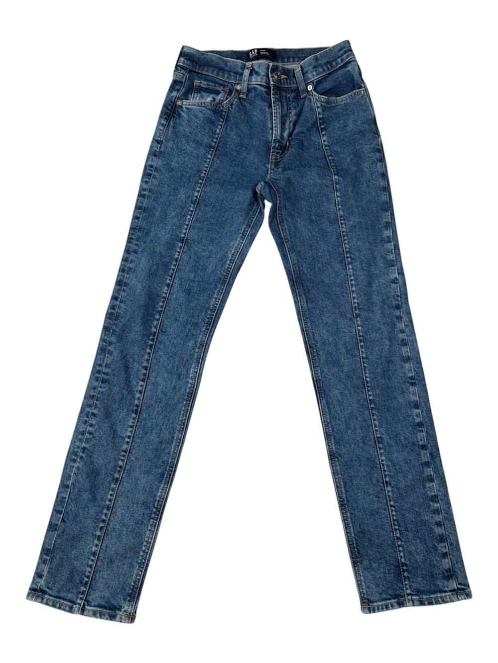 Gap Jeans, High-Rise Straight Front Seam, Stone Wash Denim, Size 2, 26R, 26x30 - Picture 2 of 10